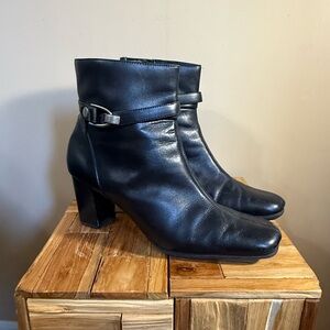 Elegant Black Leather Ankle Boots